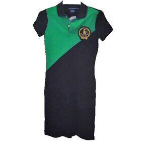 NEW Polo Ralph Lauren Dress! XS or Sm Black & Green Equestrian Big Gold RL Crest